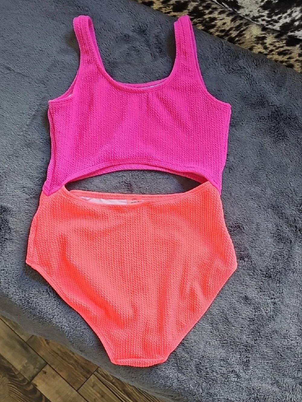 Old Navy Pink Top with Coral High-Waist Swim Bottoms